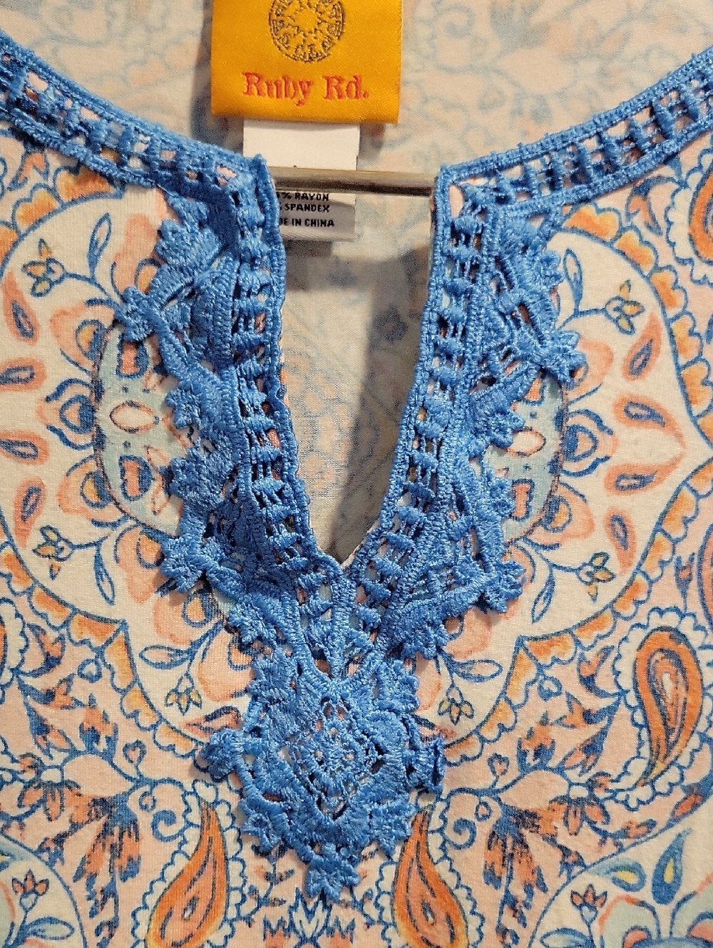 Ruby Rd Boho Style Bell Sleeve Top - Picture 3 of 5